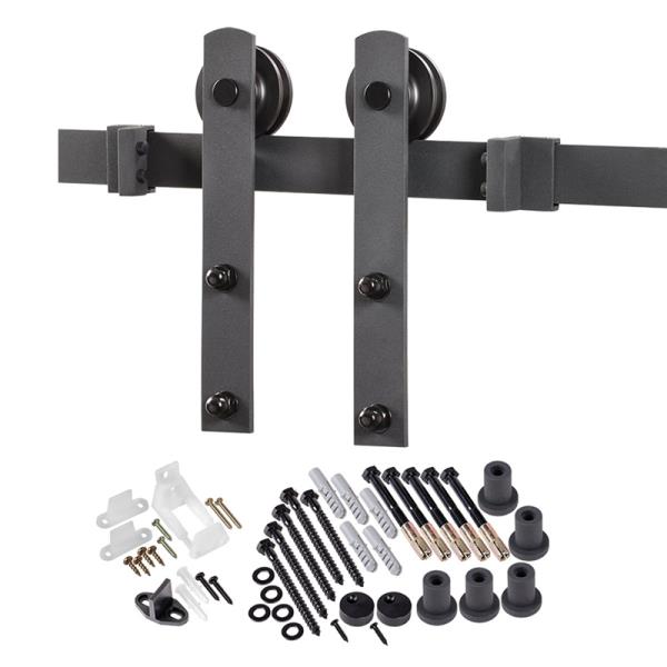 Renin BD100K-78 Straight Strap Barn Door Hardware Kit, Matte Black
