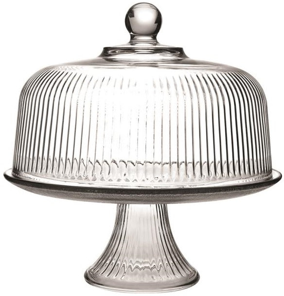 Anchor Hocking 86031L13 Monaco Glass Cake Set with Ribbed Dome Lid