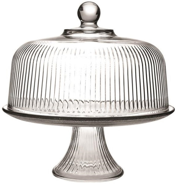 Anchor Hocking 86031L13 Monaco Glass Cake Set with Ribbed Dome Lid