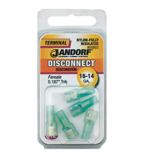 Jandorf 60865 Insulated Female Disconnect Terminal, 16-14 Gauge AWG