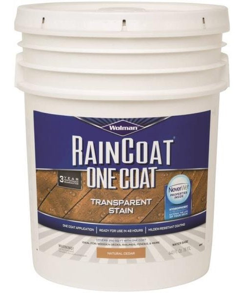 Wolman 288344 RainCoat One Coat Transparent Stain, 5 Gallon