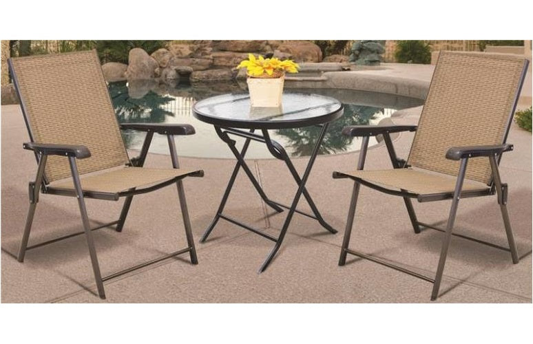 Seasonal Trends T5C27KR1J33 Folding Bistro Table, Glass, 27"