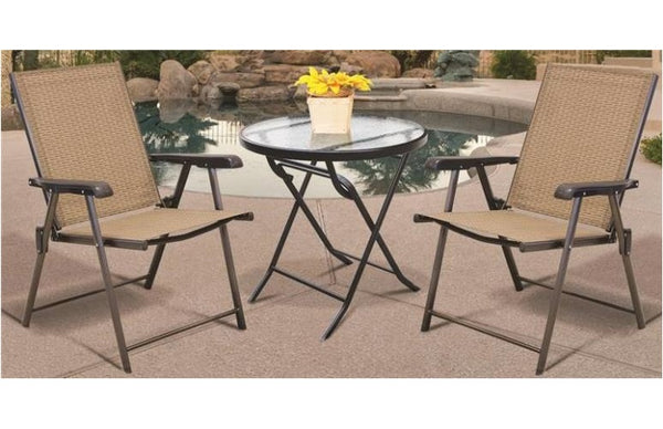 Seasonal Trends T5C27KR1J33 Folding Bistro Table, Glass, 27"