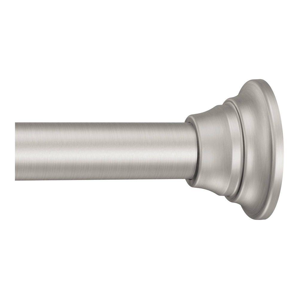 Moen TR1000BN Straight Decorative Tension Shower Rod, Brushed Nickel, 72"