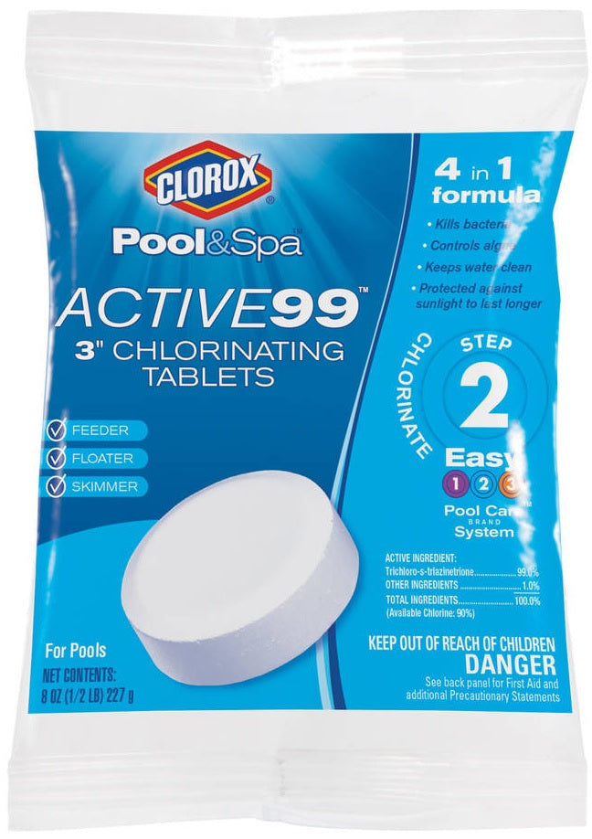 Clorox 22000CLX Pool & Spa Active99 Chlorinating Tablets, 3"