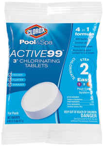 Clorox 22000CLX Pool & Spa Active99 Chlorinating Tablets, 3"