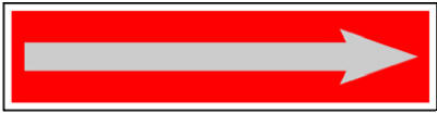 Hy-Ko 402 Arrow Sign, 2" x 8", Red Background, Brushed Aluminum