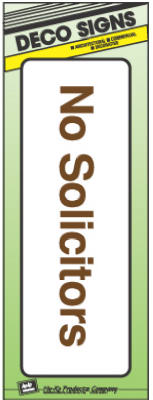 Hy-Ko D-0 Heavy-Duty Plastic No Solicitors Sign, 3" x 9"