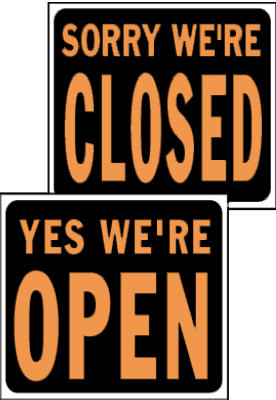 Hy-Ko SP-113 Plastic Open/Closed Reversible Sign, 15" x 19", Orange/Black