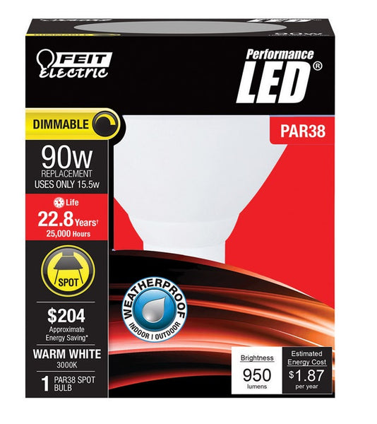 Feit Electric PAR38/SP/LEDG10 Dimmable LED Bulb, 17 W, 120 V