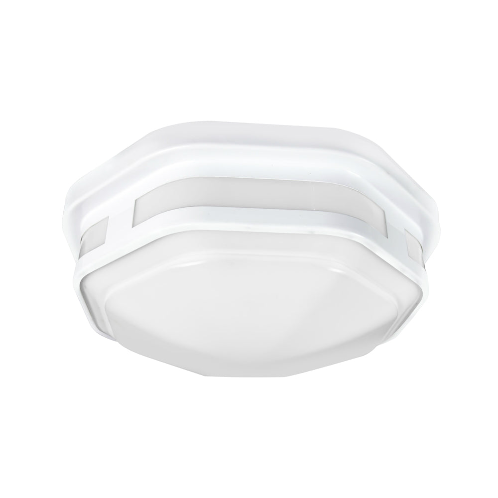 ETI 54466201 ETI 54466101 Octagon White Integrated LED Outdoor Flushmount Porch Light, 830 L