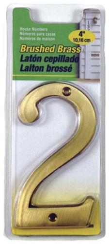 Hy-Ko BR-43BB/2 Number Brushed Brass Number 2, 4"