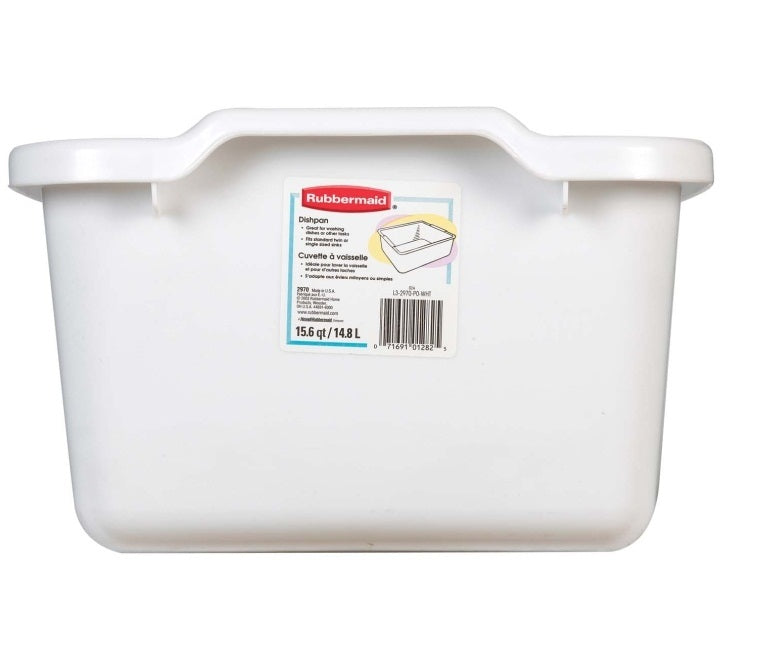 Rubbermaid 2970-AR WHT White Dishpan, 15.6 Quart