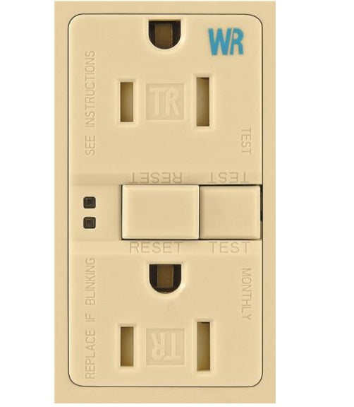 Cooper Wiring TWRSGF15V Self-Test Tamper and Weather Resistant GFCI, Duplex, 15 Amp, Ivory