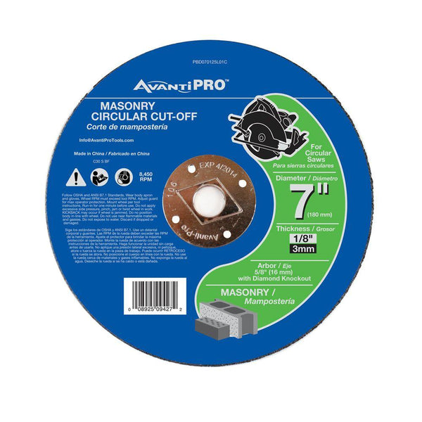 AvantiPro PBD070125L01C Masonry Circular Cut-Off Disc, 7" Diameter