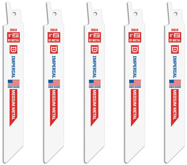 Imperial Blades IB618-5 Medium Metal Reciprocating Saw Blades, 6"