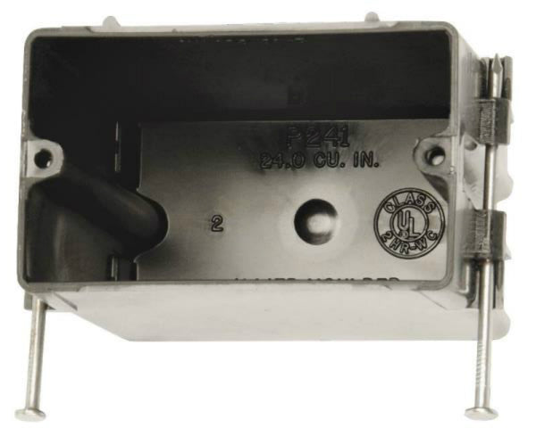 Allied Moulded P241 Angle Nail Fiberglass Switch Box, 3-9/16" D x 2-1/4" W x 3-3/4" H