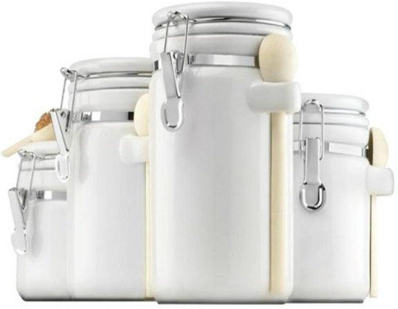 Anchor Hocking 03806WMR 4-Piece Ceramic Canister Set, White