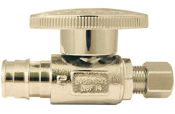 Apollo EPXVS1214C Straight Stop Valve, Chrome Plated Brass, 1/2" x 1/4"