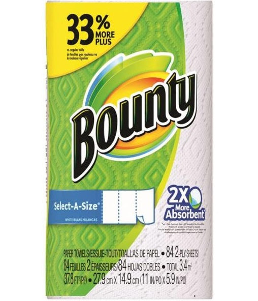 Bounty 3700095019 Select-A-Size Paper Towels, White