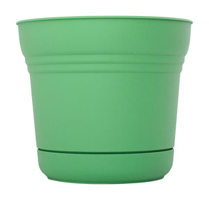 Bloem SP1025 Plastic Resin Round Saturn Planter with Saucer, 10", Honey Dew