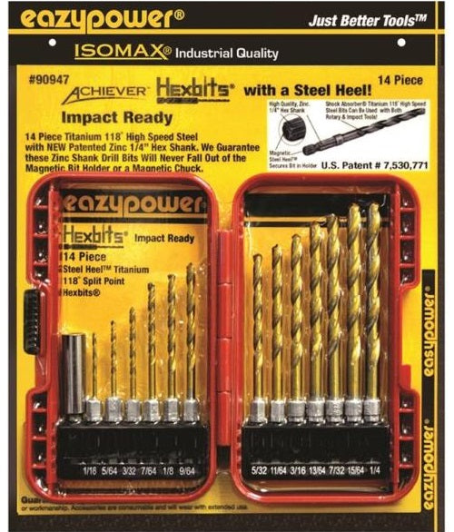 Eazypower 90947 Twist Drill Bit Sets, M2 Steel Heel – Magnetic