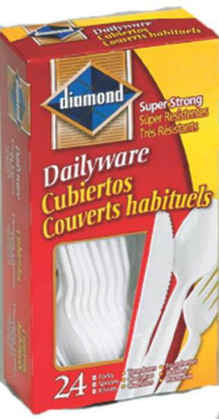 Diamond/Forster 00048 Heavy Duty Combo Fork And Spoon, 24-Piece, White