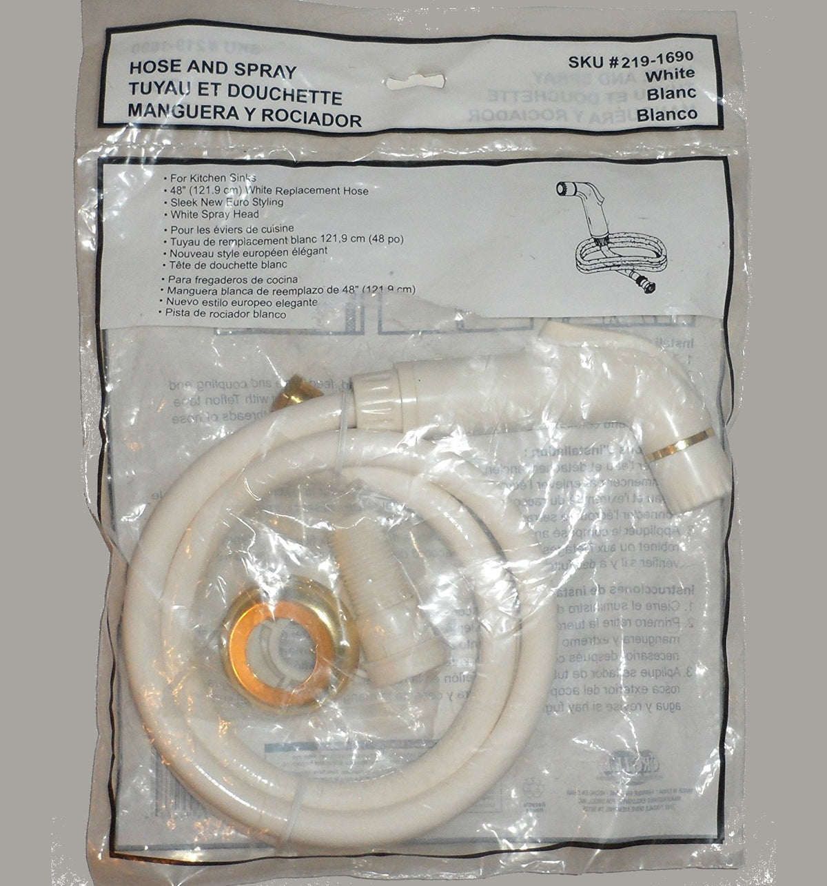 Worldwide Sourcing 64445-3L Kitchen Hose With Brass Head, White