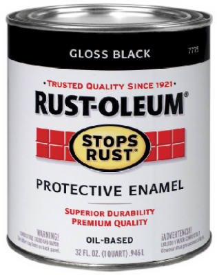 Rust-Oleum® 7779-504 Stops Rust® Oil-based Enamels, 1 Qt, Gloss Black