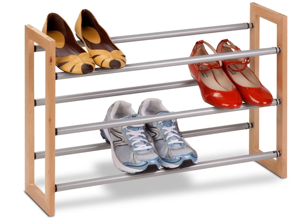 Honey Can Do SHO-01372 3-tier Adjustable Shoe Rack, Wood / Metal