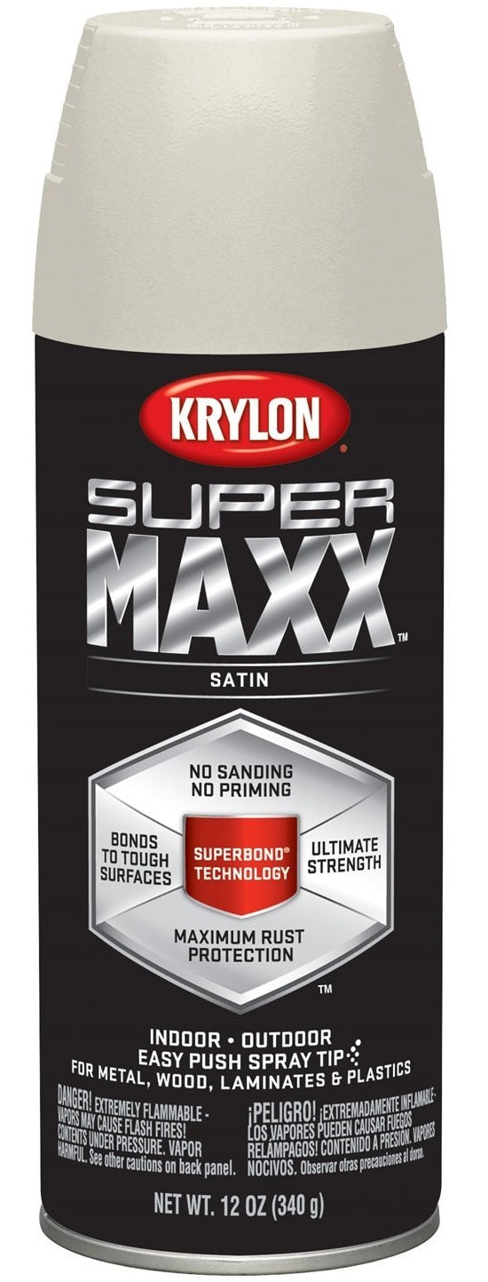 Krylon K08973000 SuperMaxx Spray Paint, 12 Oz, Satin Almond