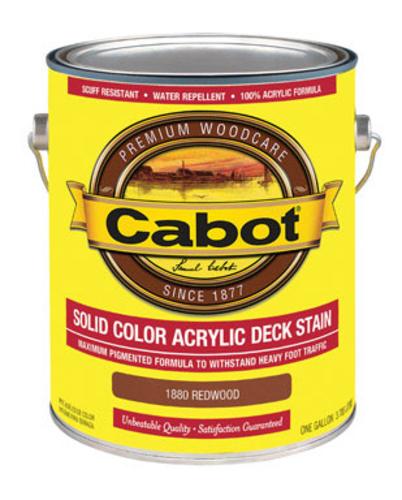 Cabot 01-1880 Solid Color Acrylic Decking Stain, 1 Gallon, Redwood