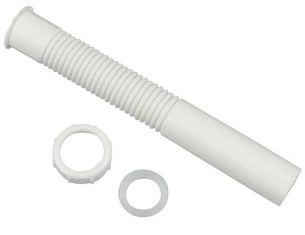 Danco 51068 Universal Flexible Tailpiece Extension, White, Plastic, 1-1/2" x 12"