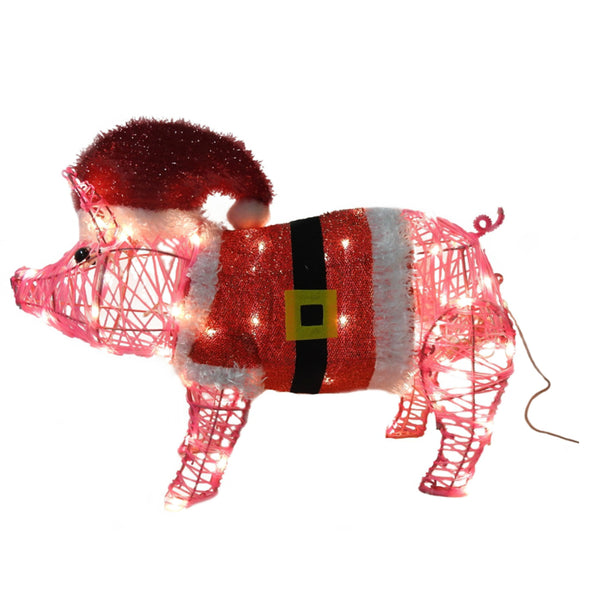 Santas Forest 62412 LED Pig Christmas Decoration, Pink