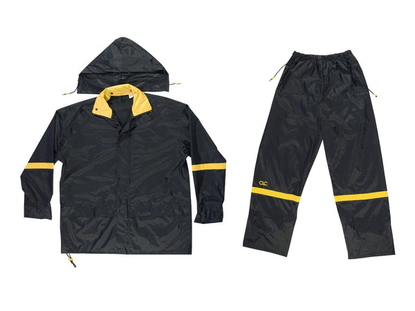 CLC R1032X 3-Piece Deluxe Nylon Rain Suit, Black, 2XL