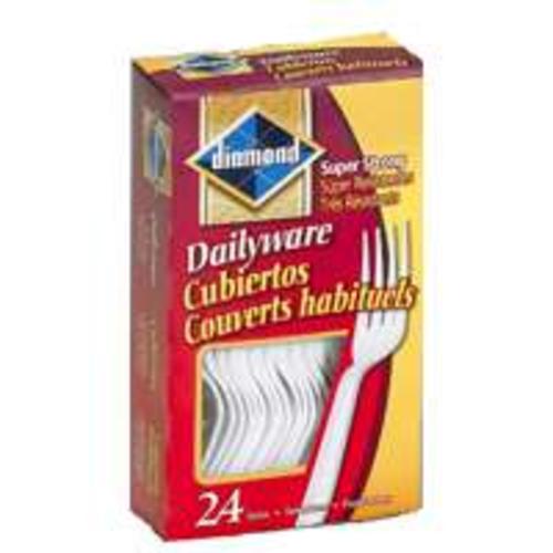 Diamond 00046 Heavy Duty Plastic Forks, 24 Count, White