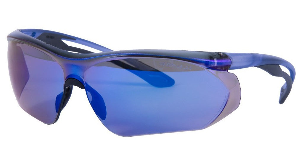 Forney 55431 Safety Glasses, Parralax with Blue Frame, Blue Mirror Lens