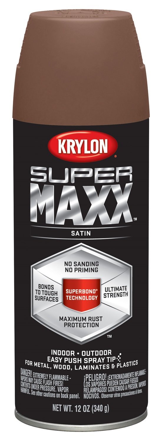 Krylon K08972000 SUPERMAXX Spray Paint, Satin Adob, 12 Oz