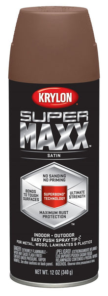 Krylon K08972000 SUPERMAXX Spray Paint, Satin Adob, 12 Oz