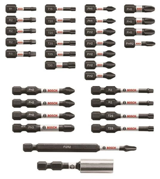 Bosch SBID32 Impact Tough Screwdriving Bit Sets, 32 Piece