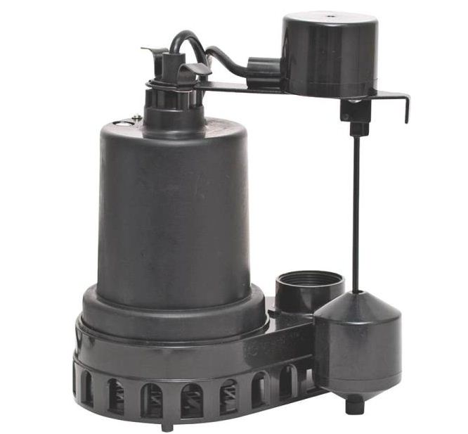 Superior Pump 92372 Thermoplastic Sump Pump With Vertical Float Switch, 1/3 HP