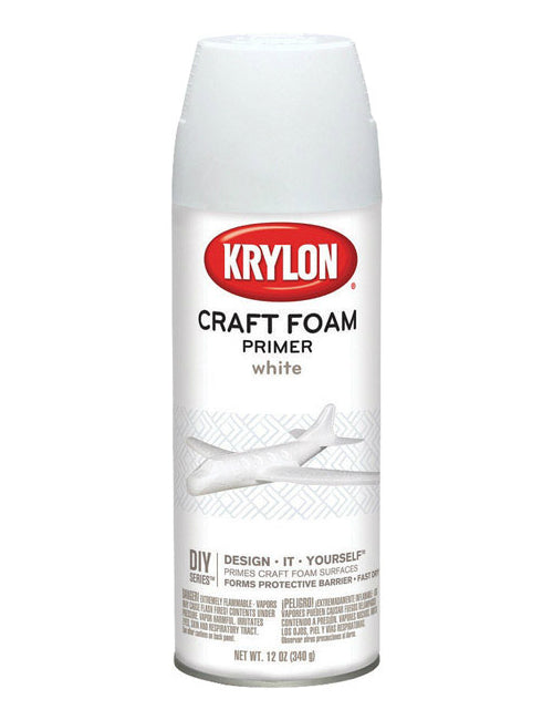 Krylon K05054000 Foam Primer White Craft Spray Paint, 12 Oz.
