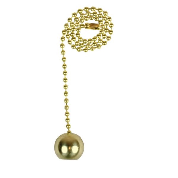 Jandorf 60314 Decorative Ceiling Fan Round Pull Chain with Solid Brass Ball, 12"