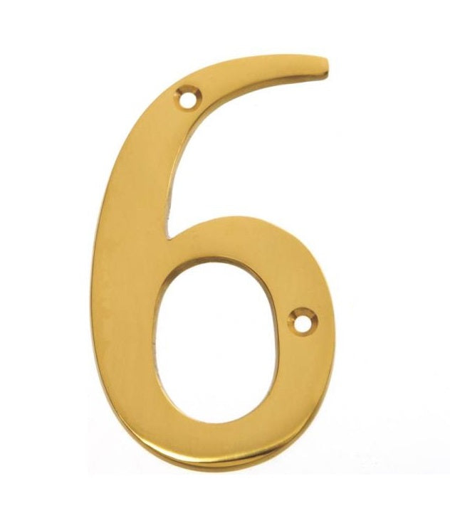 Hy-Ko BR-90/6 House Number, #6, Solid Brass