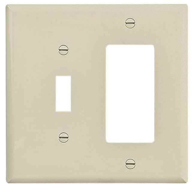 Cooper Wiring PJ126V Decorator/Toggle Plate, 2 Gang, Ivory