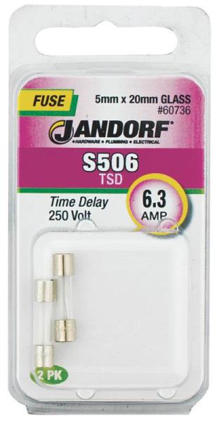 Jandorf 60736 S506 Glass Tube Fuse, 6.3 Amp
