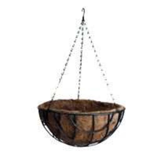 Landscapers Select GB-4337-3L Hanging Planter with Natural Coconut Liner, Matte Black, 22 lb Capacity