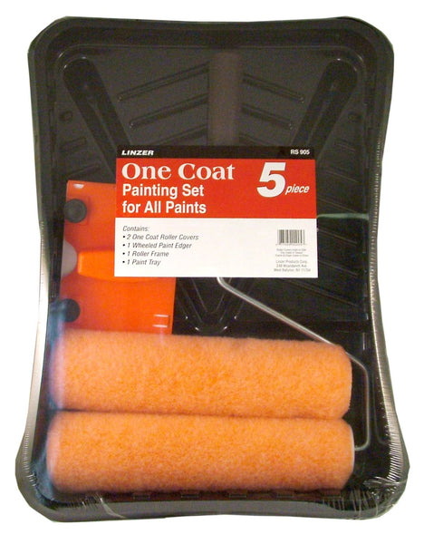 Linzer RS905 One Coat Paint Roller And Tray Set, Plastic, 5 Piece