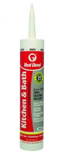 Red Devil 0836 Kitchen & Bath Silicone Sealant, White, 10.1 Oz