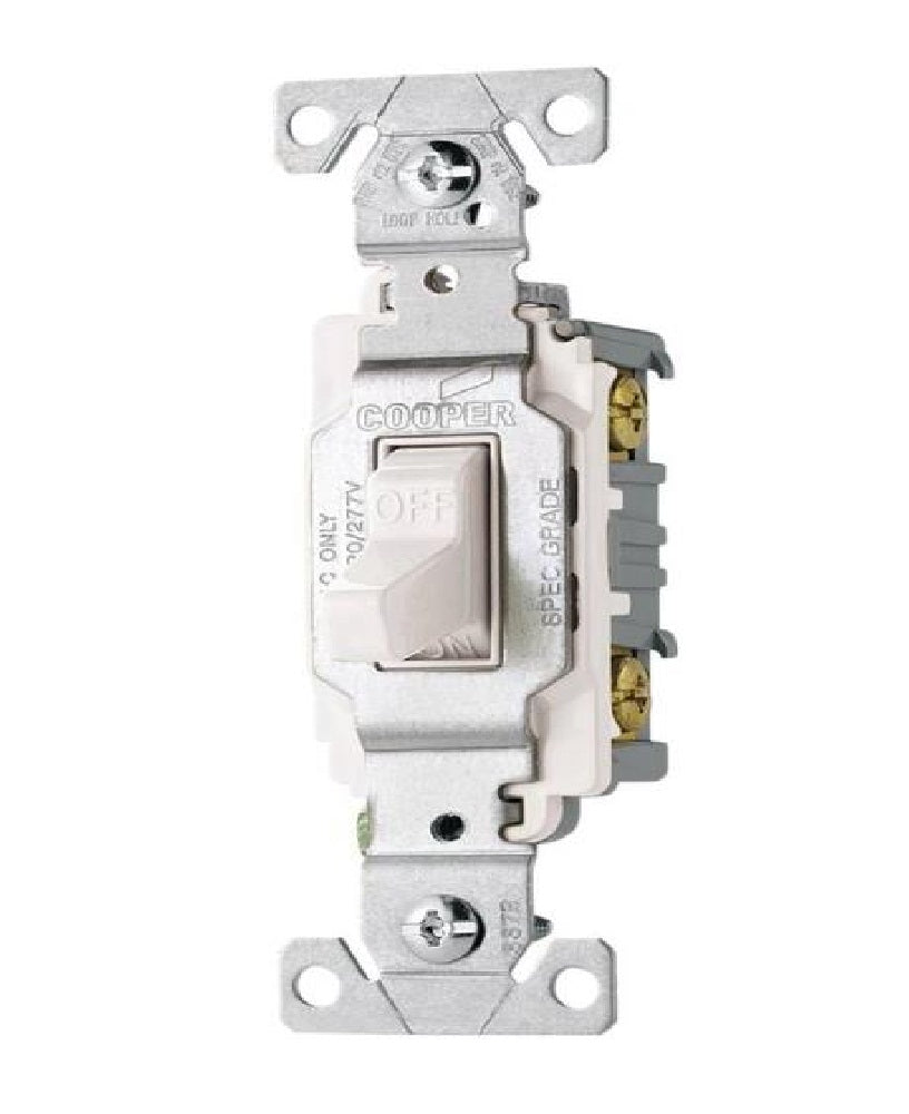 Cooper Wiring CSB120W Single Pole Ac Quiet Toggle Switches, White, 20 AMP